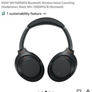 Sony WH1000XM3 Black Bluetooth Wireless Noise Canceling Headphones